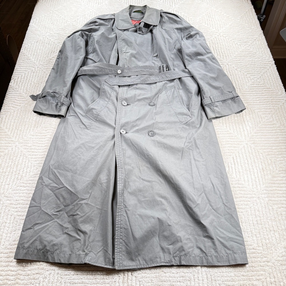 Glenshire Trench Coat Men's 42 Long Gray Detective Core Vintage Style Academia
